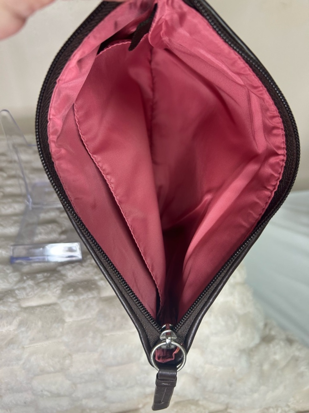 Coach Beige & Brown Signature Horse & Carriage Small Cosmetic Pouch - Picture 5 of 7